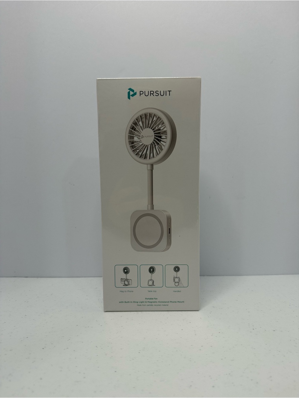 Pursuit Portable Fan with Ring Light & Magnetic Phone Mount – New Sealed